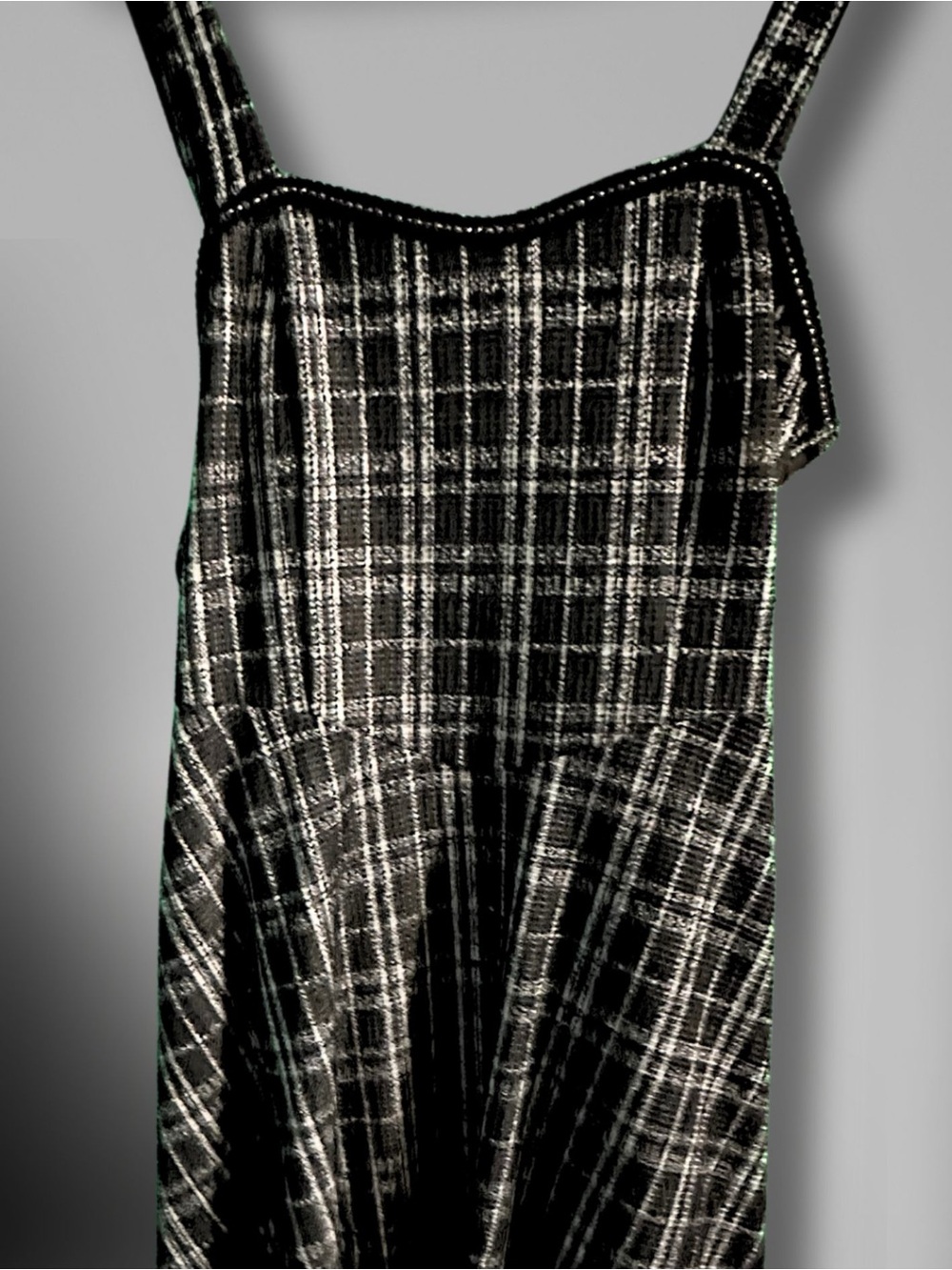 Black and White Plaid Sleeveless Jumper Dress